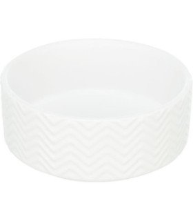 Elegante comedero de cerámica blanco