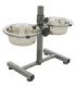 Soporte regulable con comederos de acero inoxidable
