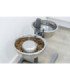 Soporte regulable con comederos de acero inoxidable