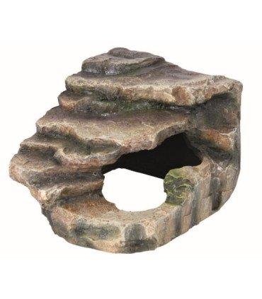 roca esquina con cueva - 16 x 12 x 15 cm