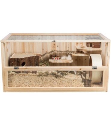 Casa para roedores con panel de acrílico