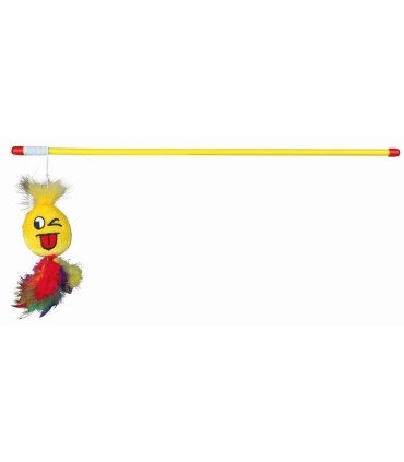Varita con Smiley de felpa y plumas, 50 cm