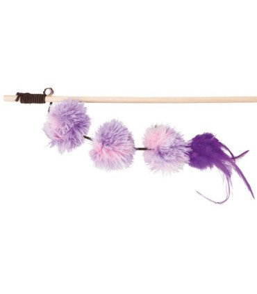 Varita con pelotas y plumas, 40 cm