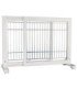 Barrera de madera barnizada con barrotes galvanizados