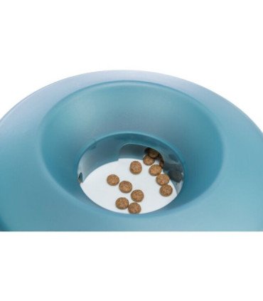 Comedero de alimentación lenta en gris y azul