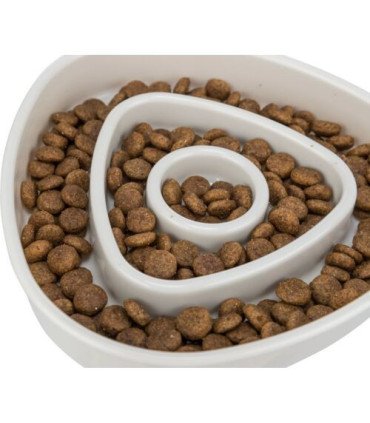 Comedero lento para gatos en color gris