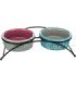 Comederos cerámicos con soporte metálico y diseño colorido