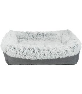 Cama Harvey en blanco con funda de felpa y cojín