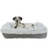 Cama Harvey en blanco con funda de felpa y cojín