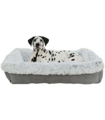 Cama Harvey en blanco con funda de felpa y cojín