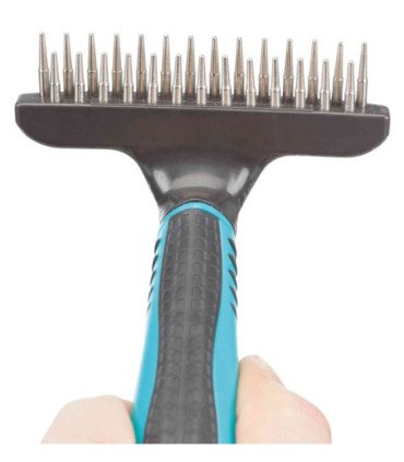 Rastrillo de pelo largo con púas y agarre antideslizante