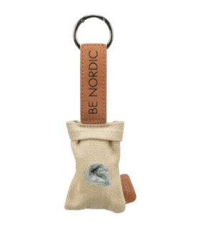 Dispensador de bolsas beige con mosquetón