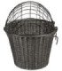 Cesta para bicicleta con cojín gris y rejilla