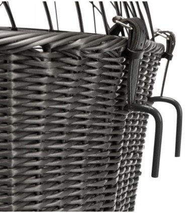 Cesta para bicicleta con cojín gris y rejilla