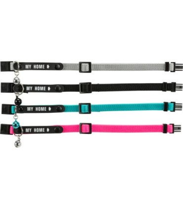 Collar ajustable con placa y cascabel reflectante