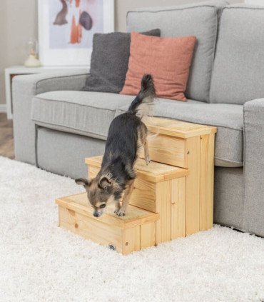 Escalera de madera para mascotas con almacenamiento