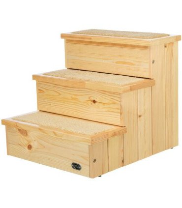 Escalera de madera para mascotas con almacenamiento