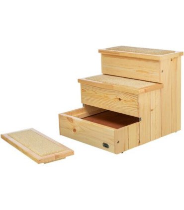 Escalera de madera para mascotas con almacenamiento