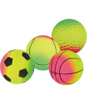 Pelotas de gomaespuma neón en caja expositora