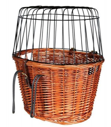 Cesta de mimbre para bicicleta en color canela