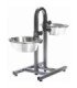 Soporte con comederos de acero inoxidable ajustables