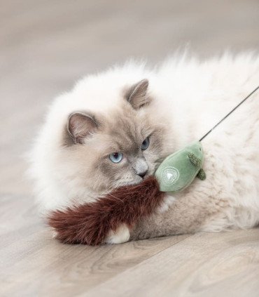 Varita con ratón para gatos, felpa suave