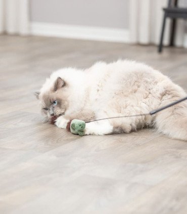 Varita con ratón para gatos, felpa suave