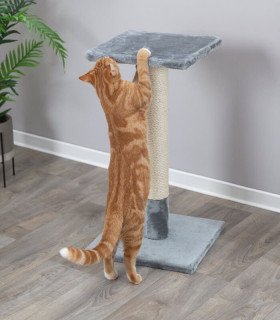 Rascador para gatos con sisal y felpa gris