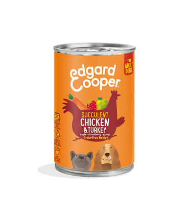 Comida húmeda para perros con pollo, pavo y manzana