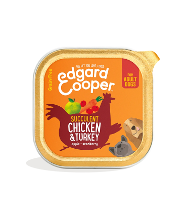 Comida natural para perros adultos con pollo, pavo y manzana