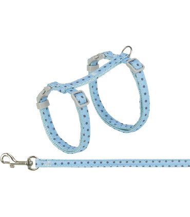 Arnés ajustable para gatos con correa ligera azul