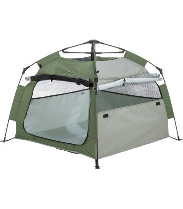 Tienda pop-up para perros con protección solar y malla
