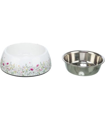Bol de acero inoxidable con motivo floral, resistente y fácil de limpiar