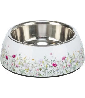 Bol de acero inoxidable con motivo floral, resistente y fácil de limpiar