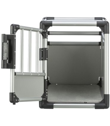 Transportín de aluminio con seguridad y ventilación perfecta