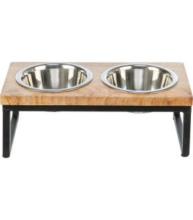 Set de comederos de madera y metal