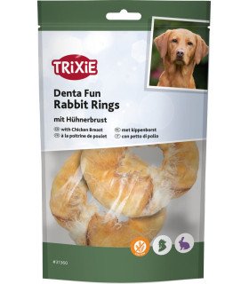 Juguete de carne natural Denta Fun Rabbit Rings, saludable y sin gluten