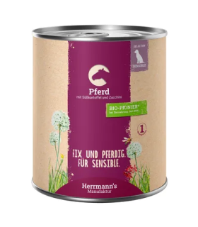 Lata 800g Herrmann's con caballo, boniato y calabacín