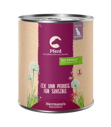 Lata 800g Herrmann's con caballo, boniato y calabacín